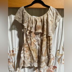 100% Silk Plant Dyed Ruffle Tank